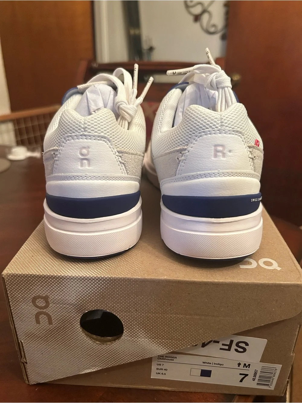 On Cloud Men's Sneakers in White with Indigo Accents